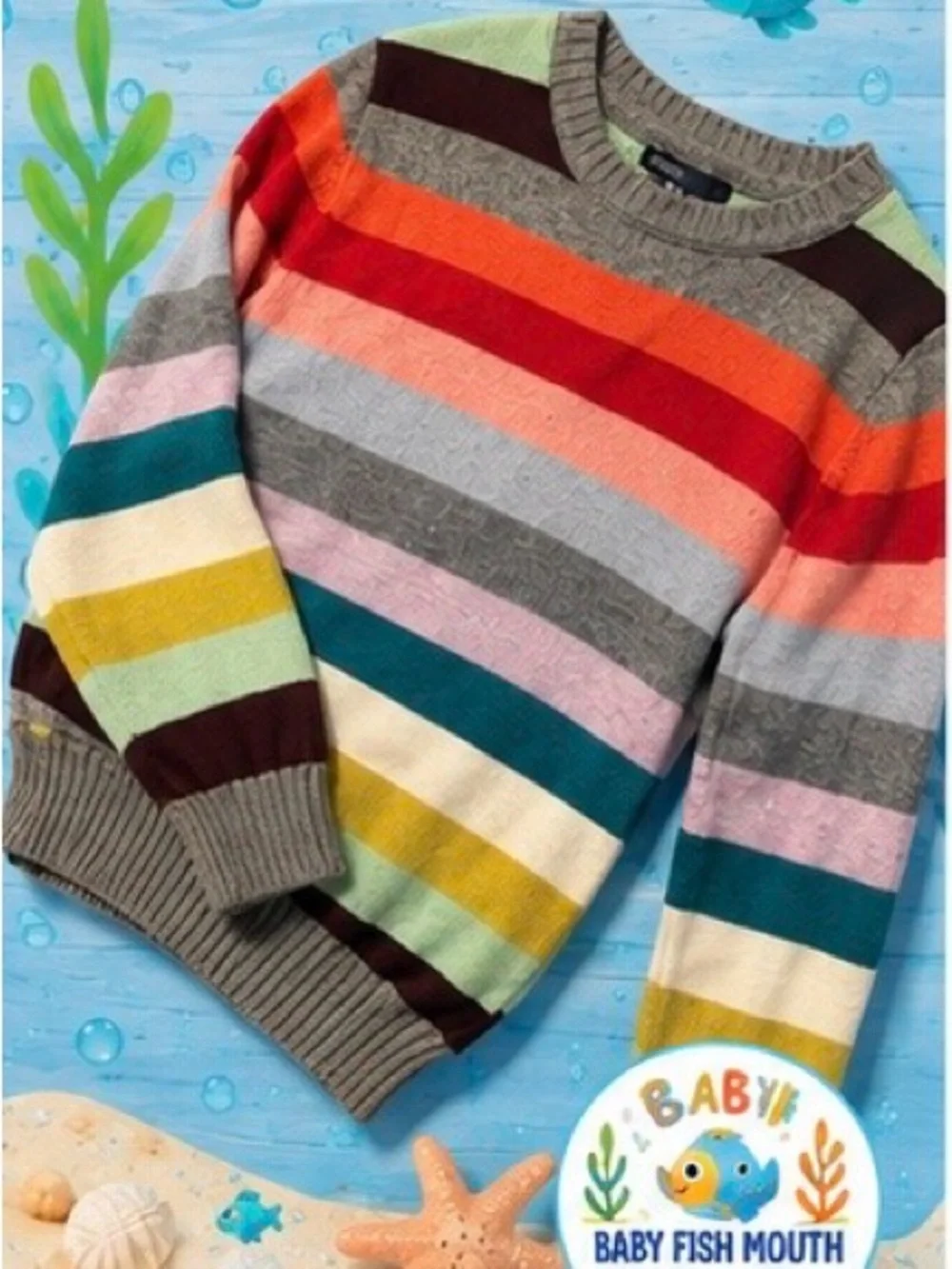 GapKids Girls Multicolor Striped Cotton Wool Blend Sweater Size L 10-11